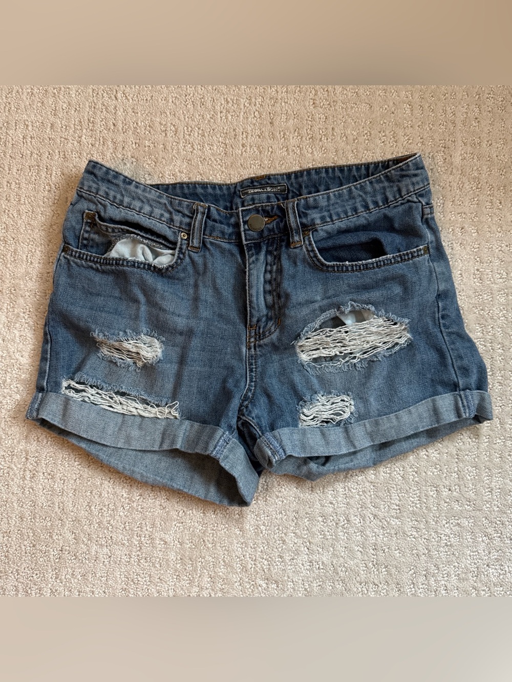 Billabong Distressed Dark Blue Denim Shorts